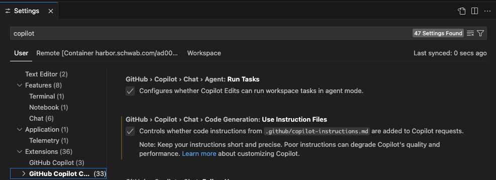 Use Instruction Files Setting
