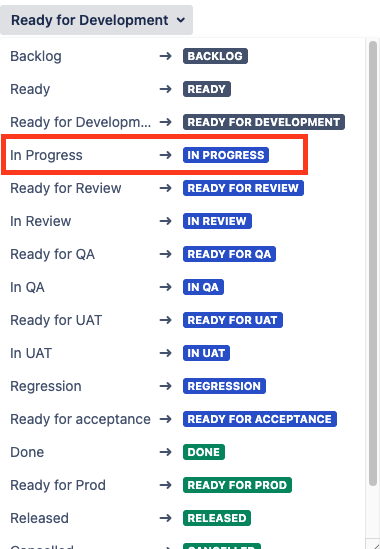 Jira status change